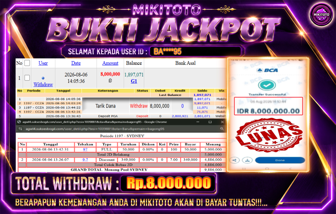 MIKITOTO Bukti Jackpot Pool Sydney Lotto