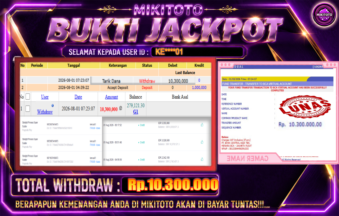 MIKITOTO Bukti Jackpot Slot Starlight Princess Super Scatter