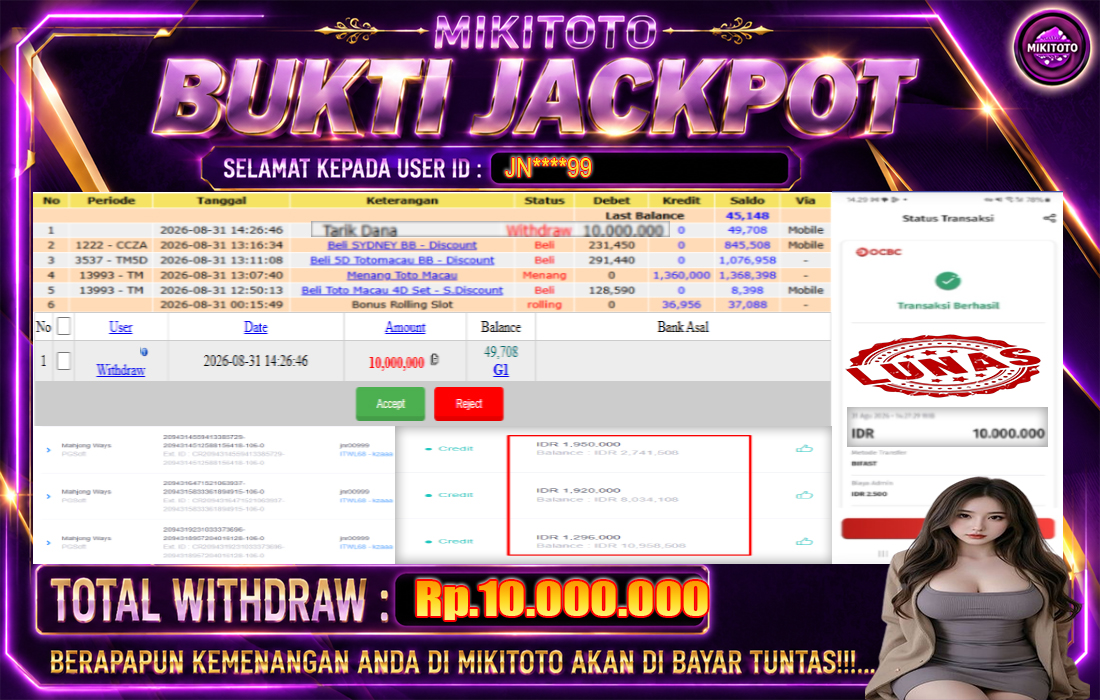 MIKITOTO Bukti Jackpot Slot Mahjong Ways