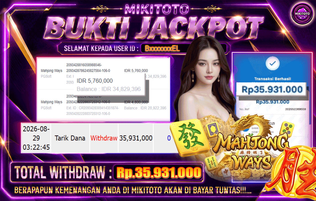 MIKITOTO Bukti Jackpot Slot Mahjong Ways