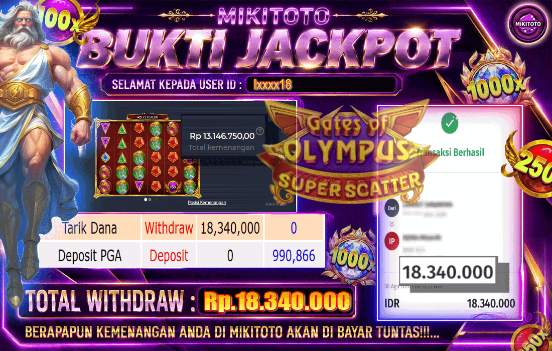 MIKITOTO Bukti Jackpot Slot Gates Of Olympus Super Scatter