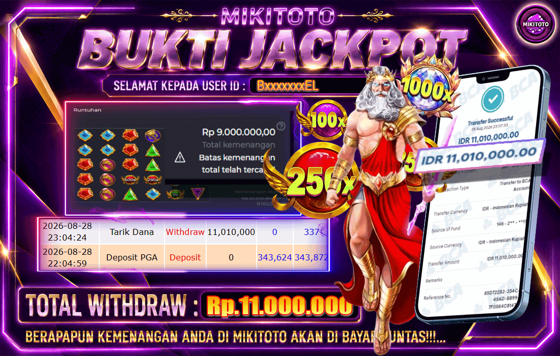 MIKITOTO Bukti Jackpot Slot Gates Of Olympus 1000