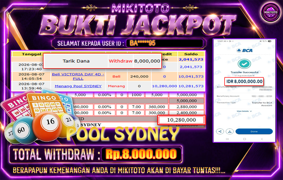 MIKITOTO Bukti Jackpot Togel Pool Sydney
