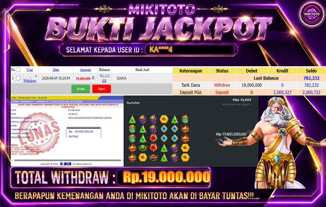 MIKITOTO Bukti Jackpot Slot Gates Of Olympus 1000