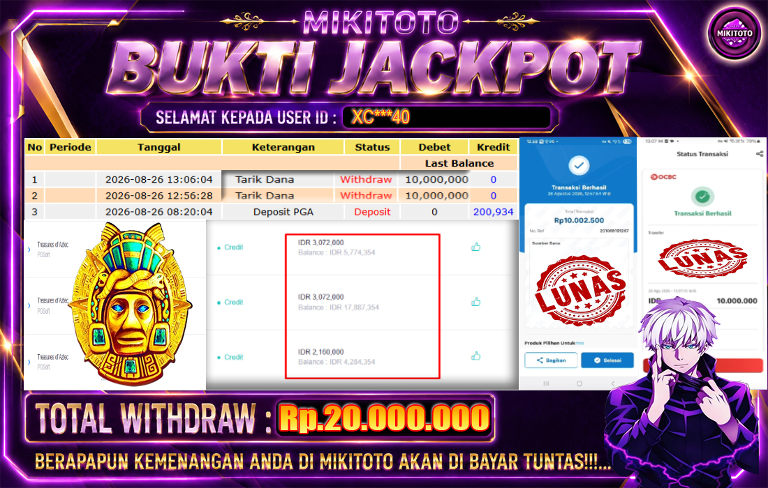 MIKITOTO Bukti Jackpot Slot Treasures of Aztec