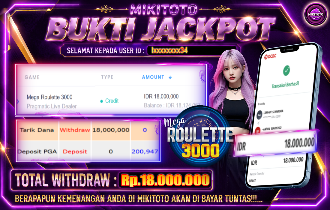 MIKITOTO Bukti Jackpot Live Dealer Mega Roulette 3000