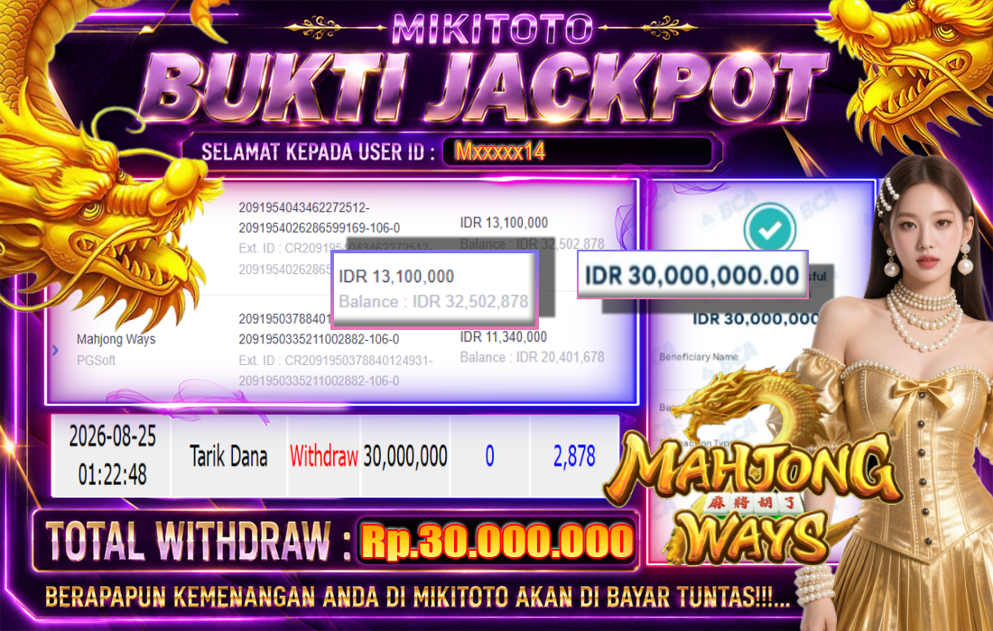 MIKITOTO Bukti Jackpot Slot Mahjong Ways