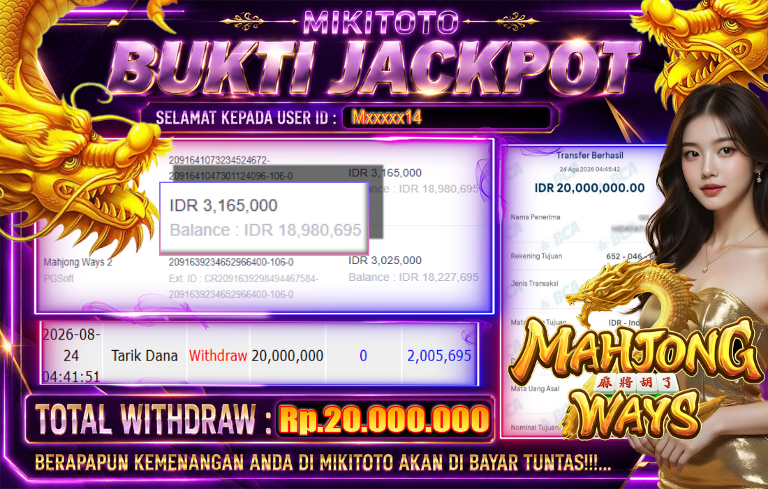 MIKITOTO Bukti Jackpot Slot Mahjong Ways 2