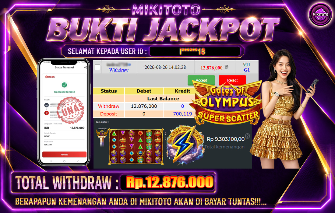 MIKITOTO Bukti Jackpot Slot Gates Of Olympus Super Scatter