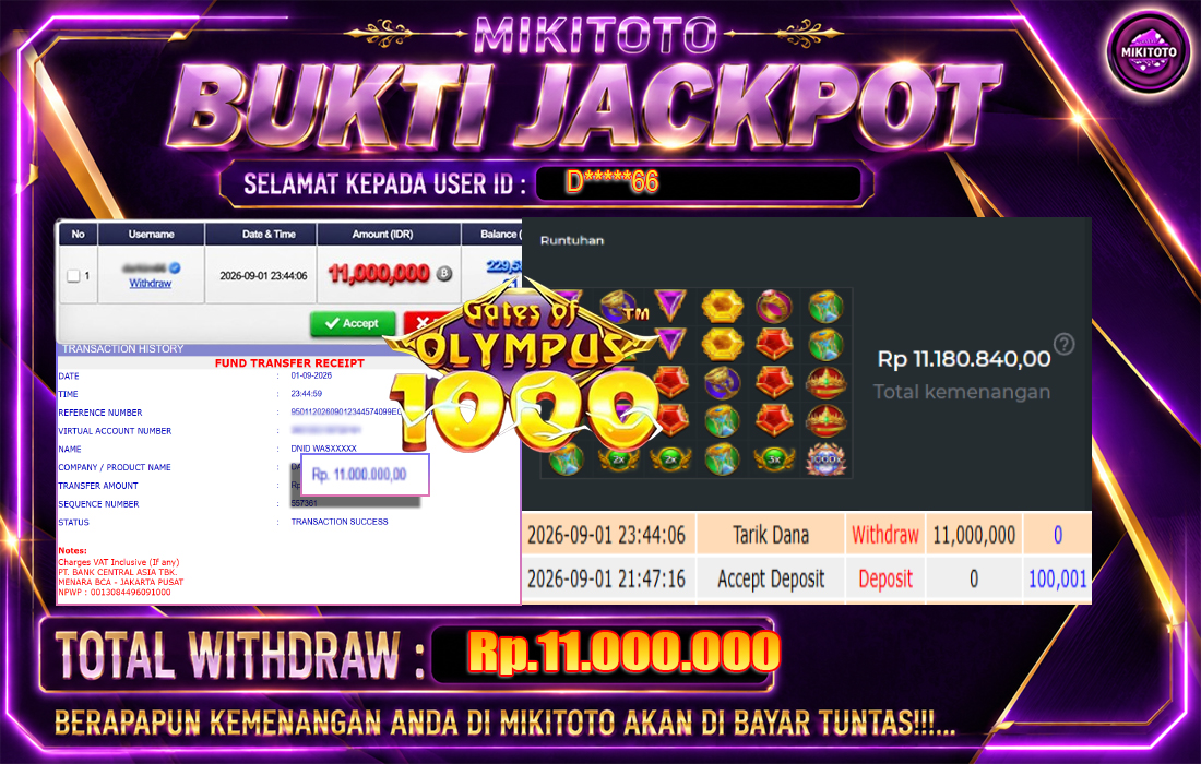 MIKITOTO Bukti Jackpot Slot Gates Of Olympus 1000
